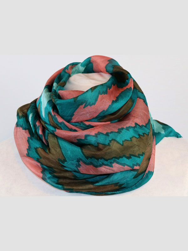 Foulard di seta - Rosa e turchese