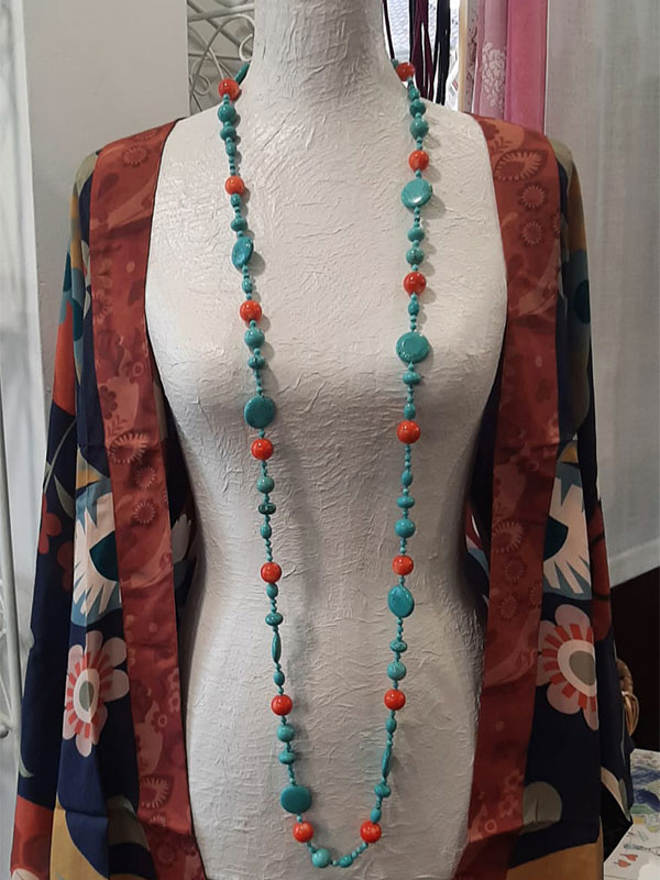 Collana Madrepora Arancione e Turchese